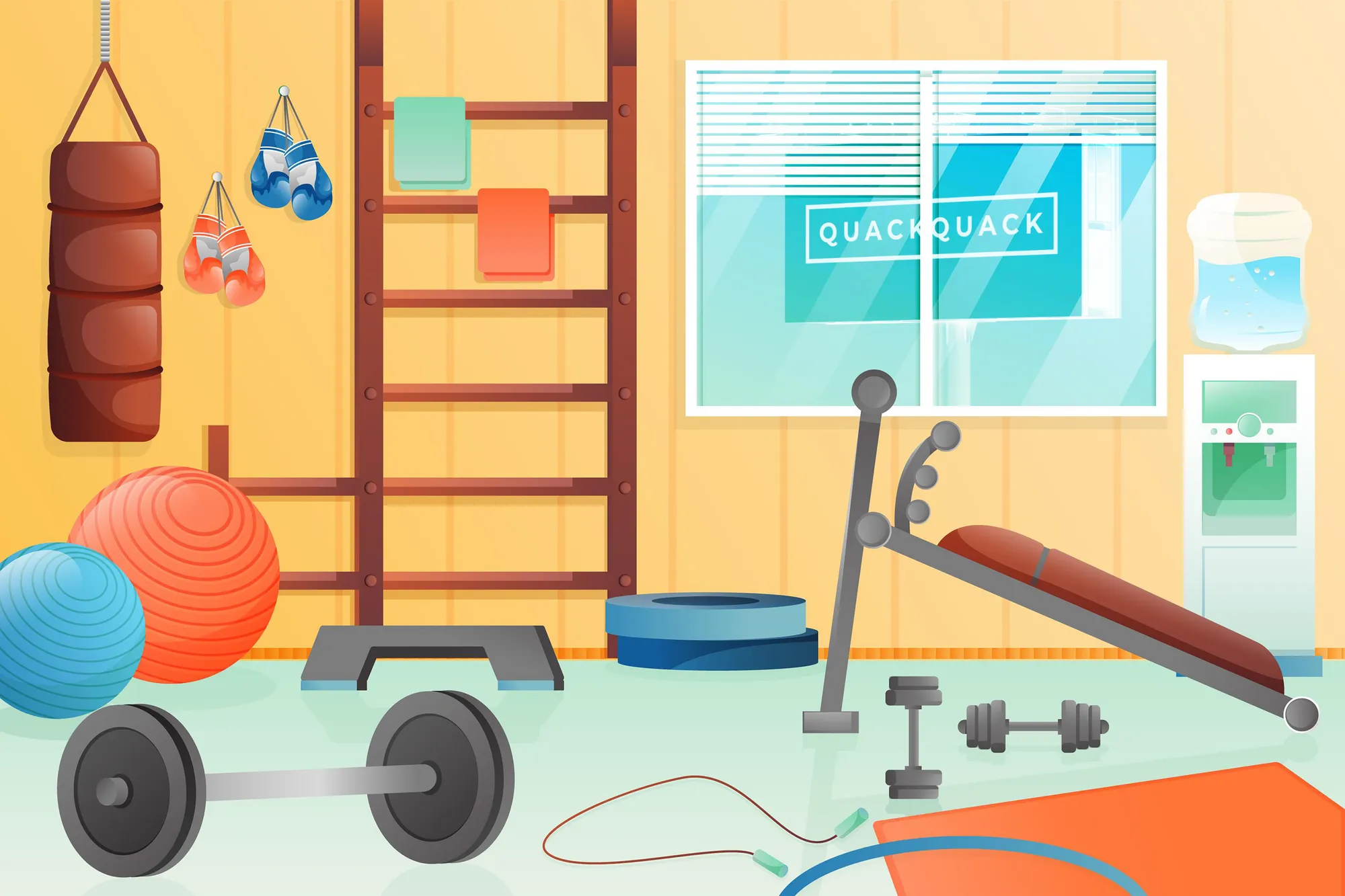 QUACKQUACK illustrated wall print of a gym