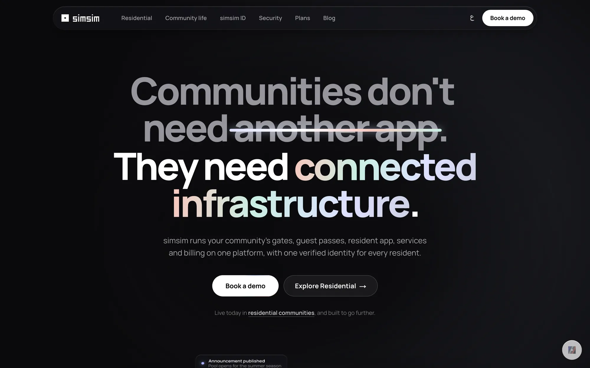simsim homepage: communities don’t need another app, they need connected infrastructure